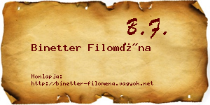 Binetter Filoména névjegykártya